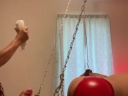 Mistress pegging sub suspended in chains to the ceiling part 1 10/16