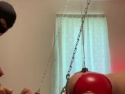 Mistress pegging sub suspended in chains to the ceiling part 1 2/16