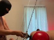 Mistress pegging sub suspended in chains to the ceiling part 1 8/16