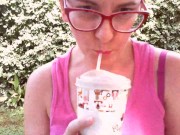 After drinking a drink I piss in a garden in front of everyone! 1/16