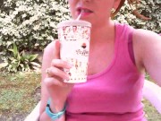 After drinking a drink I piss in a garden in front of everyone! 2/16