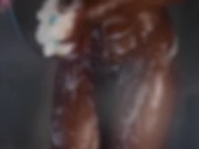 Ebony girl taking a shower