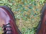 Your giantess crushes shrunken soldiers in the garden with these huge boots 14/16