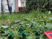 Your giantess crushes shrunken soldiers in the garden with these huge boots 9/16