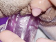 Pounding My Creamy Pussy Fast With My Dildo