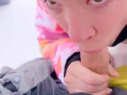 Snowboarding slut sucks my cock in public! 11/16
