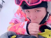 Snowboarding slut sucks my cock in public! 13/16