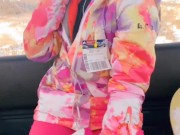 Snowboarding slut sucks my cock in public! 7/16