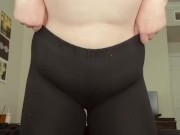 making myself cum hard by an open window after doing yoga in see through leggings