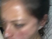 Espectacular mamada profunda con corrida en la cara de una Universitaria latina  16/16