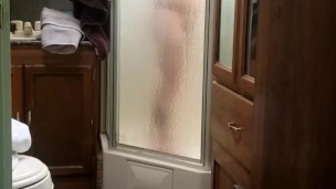 Step dad left bathroom door open