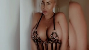 MILF having fun with GIANT BLACK DILDO 