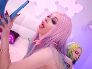 2 oily cute tattooed lesbians girls with buttplugs makes crazy rave party Helly_Rite & Purple_Bitch 12/16
