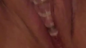 Fucking my pretty little pierced pussy with my glass dildo