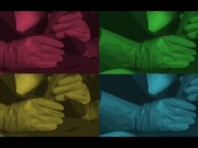 Smoking Wife in Blue Rubber Gloves Handjob 4 1/16