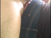 Bbw jeanssitting & lapdance on slave's cock finish on handjob with long nails #buttcrush #cockcrush 3/16