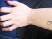 Bbw jeanssitting & lapdance on slave's cock finish on handjob with long nails #buttcrush #cockcrush 7/16