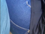 Bbw jeanssitting & lapdance on slave's cock finish on handjob with long nails #buttcrush #cockcrush 8/16