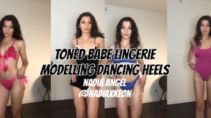 Toned Babe Nadia Angel Lingerie Modelling Dancing Heels