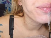 Gagging, spit and long tongue