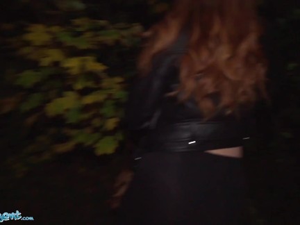 Public Agent Katarina Rina Fucked Doggystyle At Night in the Woods