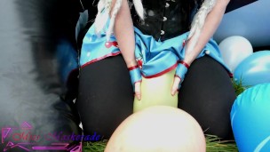 Miss Maskerade Rubber Doll Playing And Pop Balloon - Looner Fetish In Full Latex 03