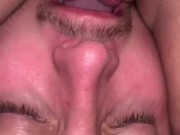 first time pissing on the face , licking pussy, cums abundantly from jerking off