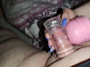 I satisfy his mini dick with a Magic Wand and my blue Long Nails *Trailer* 4/16