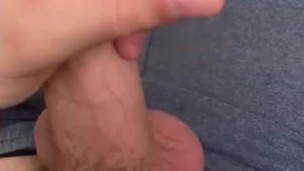 guy plays with big dick while no one is at home cums a lot of sperm