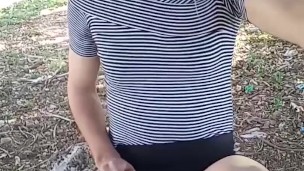 Sissy Shows her Ass in Public Park - Crossdresser Exhibitionism