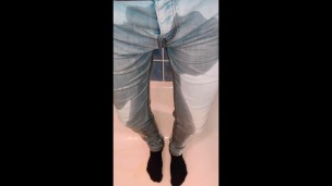 Pissing Light Blue Jeans