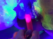 Hot tinder college amatuer slut shares vibrator with glowpaint and blacklight