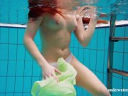 Cutest hairiest teenie Nina gets naked underwater 11/16