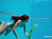 Cutest hairiest teenie Nina gets naked underwater 12/16