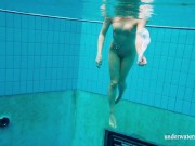 Cutest hairiest teenie Nina gets naked underwater 14/16