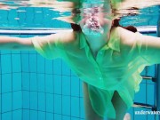 Cutest hairiest teenie Nina gets naked underwater 2/16