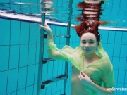Cutest hairiest teenie Nina gets naked underwater 9/16