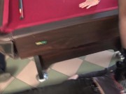 With their high heels and boots, the 3 cruel sadists stand on the slaves while they play billiards 5/16
