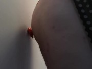 Sissy Bounces Off Dildo on Wall