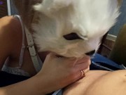 The beauty performs a lap dance and a spicy blowjob. Rewarded with Cooney and a sweet orgasm 5/16