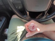 Edging slow handjob in public car cumshot  11/16