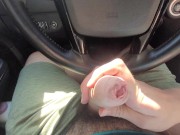 Edging slow handjob in public car cumshot  12/16