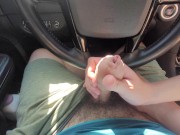 Edging slow handjob in public car cumshot  7/16