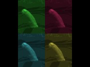 wife handjob in black satin gloves causes big cumshot 1/16