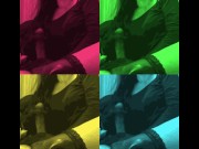 wife handjob in black satin gloves causes big cumshot 13/16