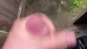guy in the toilet fingering fat cock cums