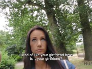 HUNT4K Outdoor sex with hunter ends for tanned brunette with cumshot 3/16