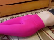 Workout of sexy in pink leggings 9/16