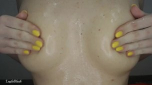 OILED PETITE BOOBS AND HARD NIPPLES play