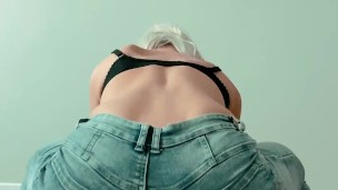 Girl with a great booty rides a big dildo cool